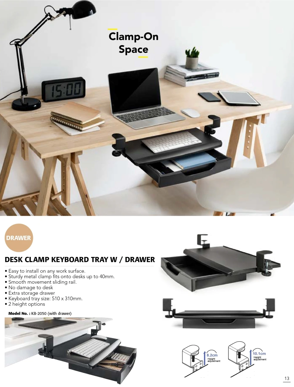 Under Desk Drawer Storage Organizer Laptop And Keyboard Stand Desk Clamp AIDATA