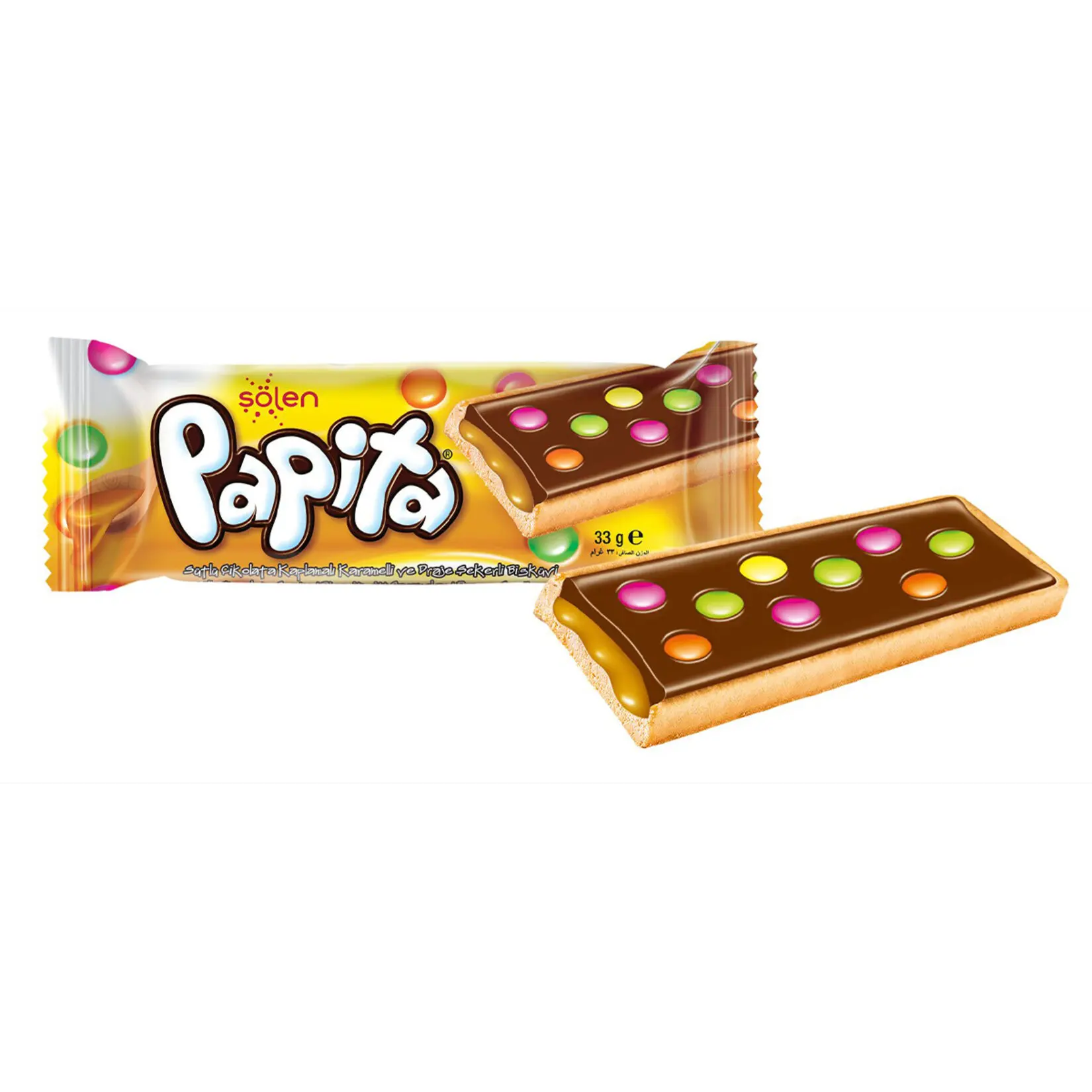 Solen Papita Milk Chocolate Coated Caramel Biscuit 33 gr x 24 All Fresh Date and Quality Service From Turkey
