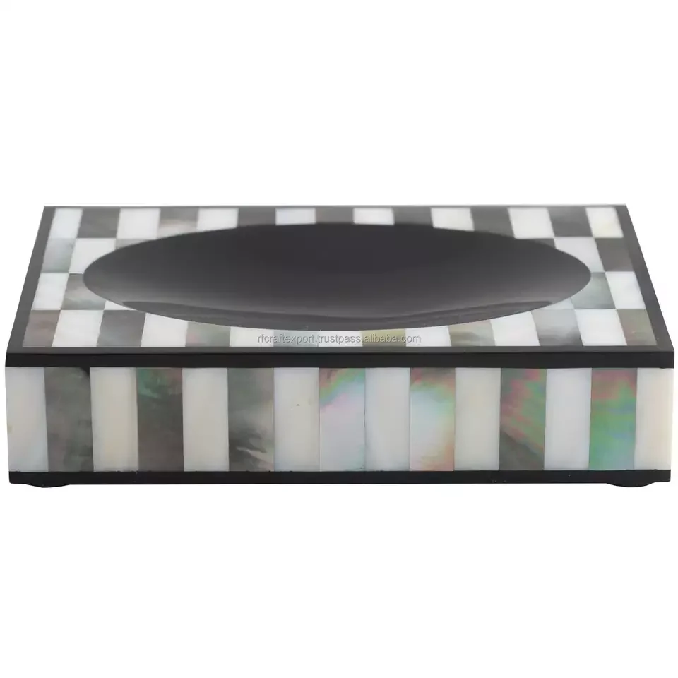 Eco Friendly Hotel bathroom accessories resin Soap Dish Drain Bathroom storage tray mother of pearl Soap Holder