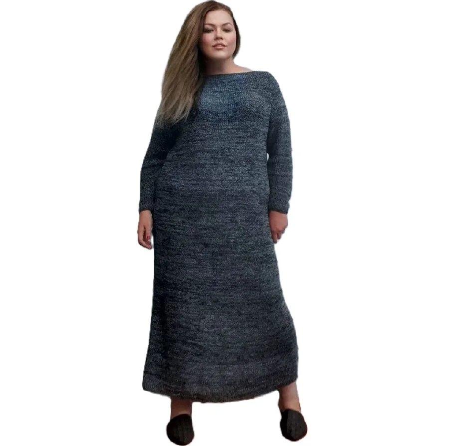 Plus size long sweater dress for ladies long sleeve striped sweater for plus size women colourful knitted sweaters