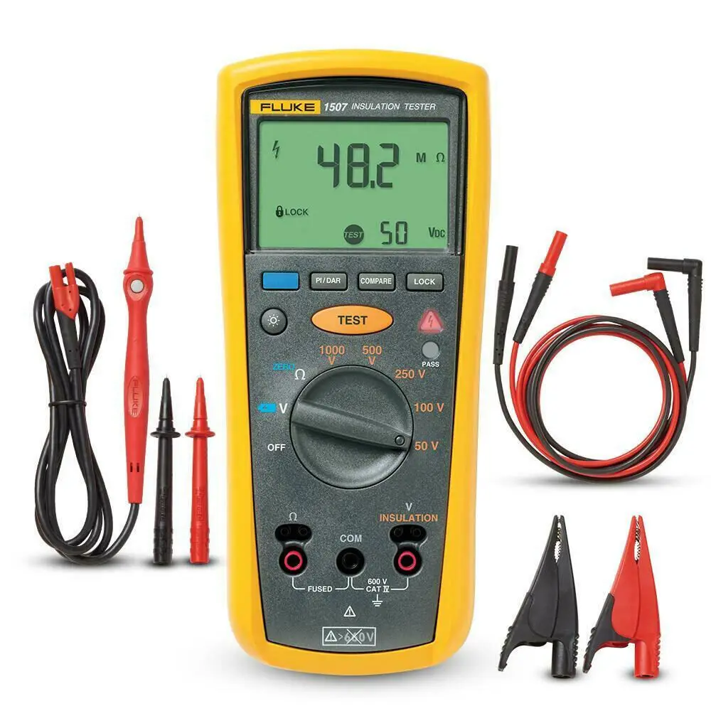 Save battery power with auto power off measurements easily large backlit display Fluke 1507 Insulation Resistance Tester