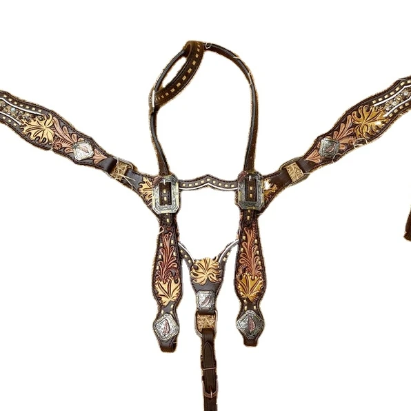 Premium Quality Real cow leather fringe headstall breast collar handmade with Conchos horse tack western fashion No reviews yet