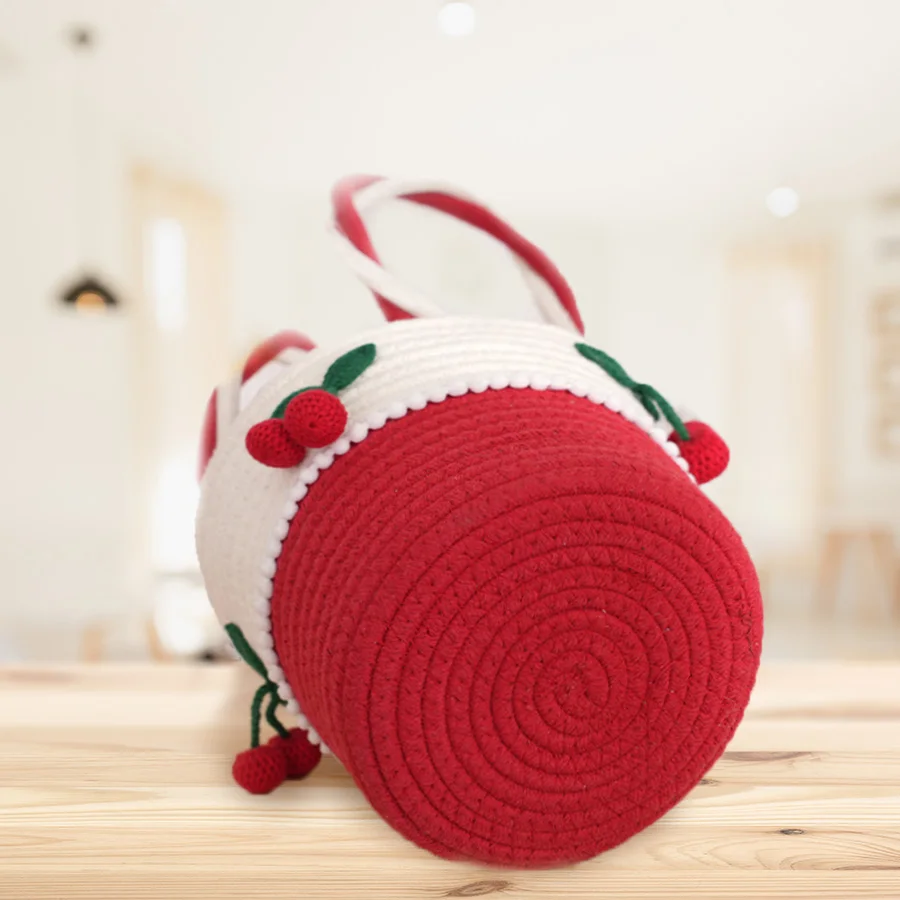 Woven Basket Cotton rope Handbag Eco-friendly cotton rope storage basket mini handbag christmas bag Home Furniture holiday