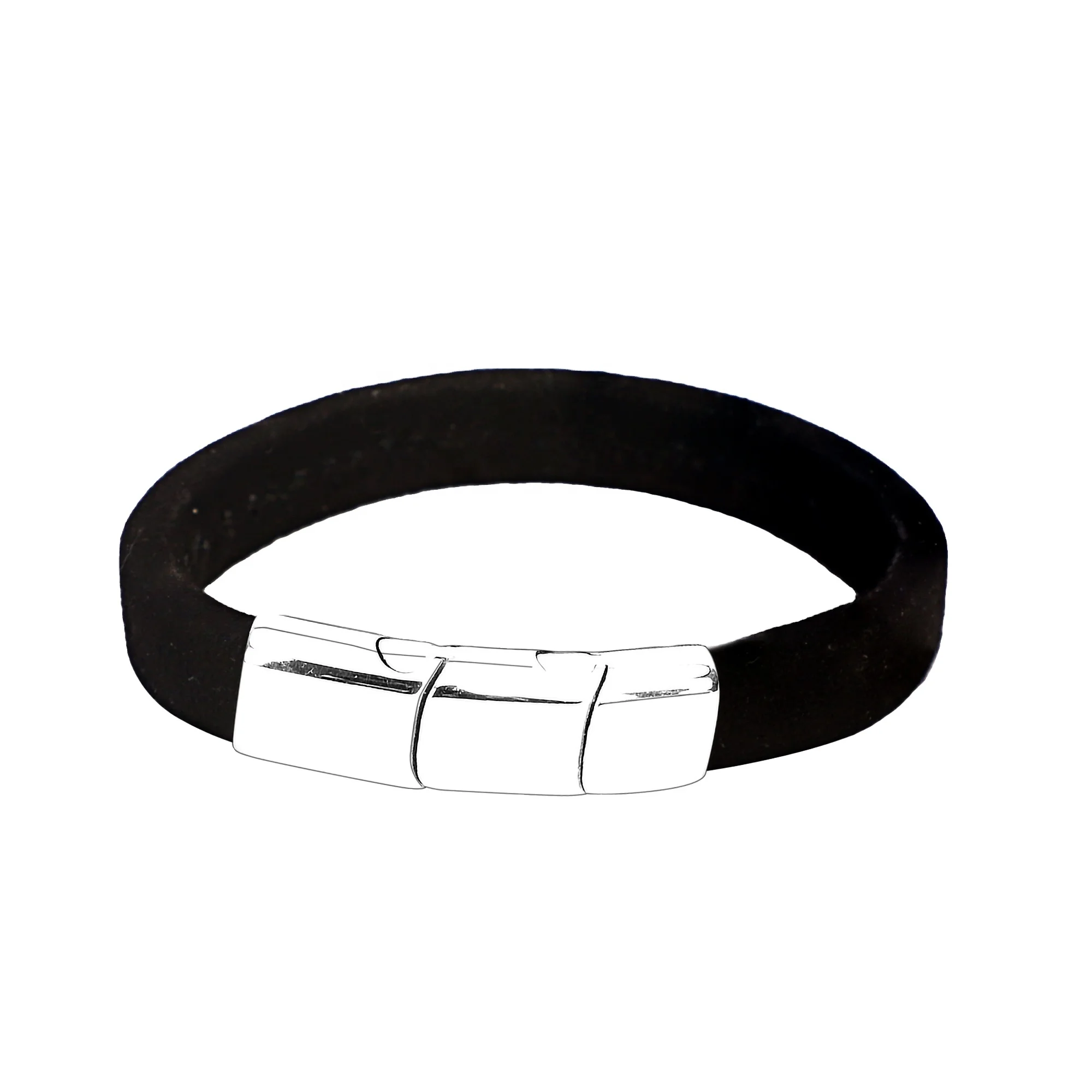 Кожаный браслет из нержавеющей стали застежка мужской спортивный черный пользовательский Овальный Браслет