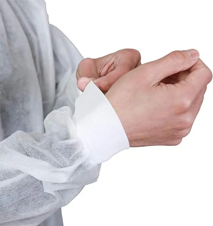Adults Durable White Coat 2 Pockets with Knitted Cuffs and Collar Disposable Lab Coats