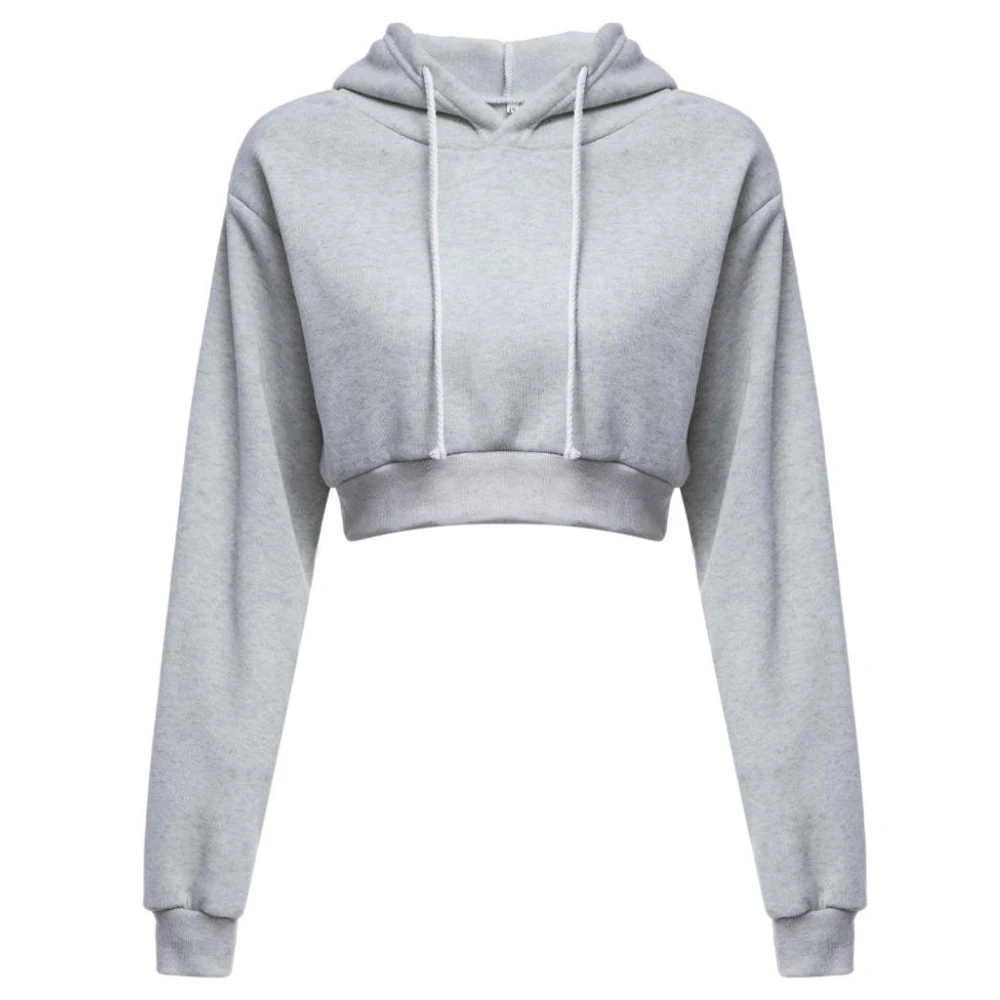 OEM Women Plain Cotton Terry Custom Logo Crop Top women hoodies OEM Custom Design Pullover Blank Cotton Crop Top hoodies
