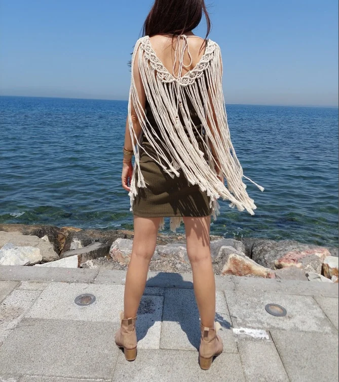 Beach Cover Up Boho Bikini Dress Beach wedding dress Macrame dress festival outfit