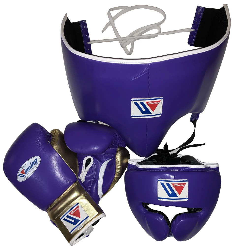 Custom Winning Leather Boxing Gloves with Personalized logo Professional Training Sparing Boxing Gloves focus pad head guard set