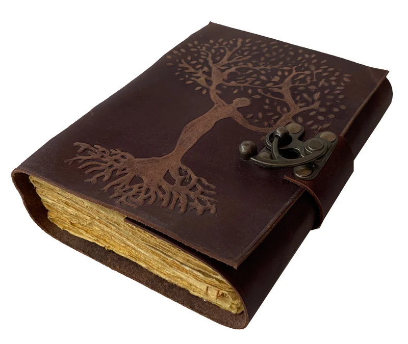 Handmade Leather Journal Tree of Life Mother Earth Embossed Leather Bound Writing Notebook Diary Best Gift for Travel Diary