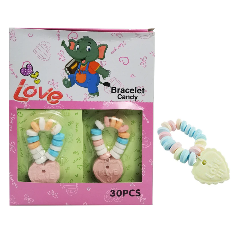 Factory Wholesale Necklace Bracelet Heart Shaped Hard Candies Tablet Candy Sweet Bonbons Pressed Candy for Girls