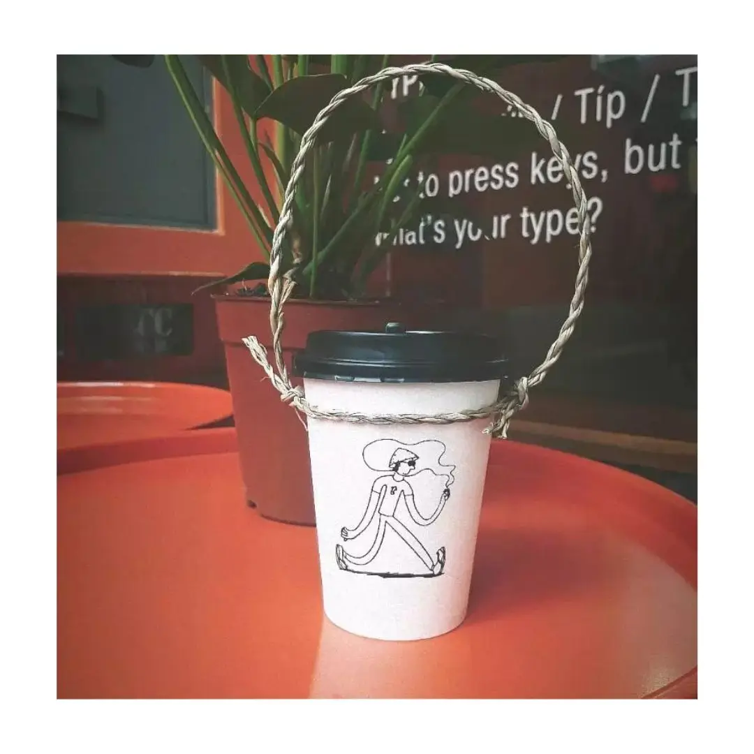 High Quality JUTE Coffee Holder Strap Eco-Friendly Cup Carrier Seagrass String Top Sale 2024 Sustainable String Beverage Use