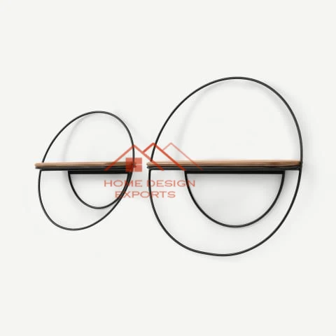 Hand AMde  Circular Iron Wall Mounted Shelves Retro Solid Wood Wall Shelves Creative Home Multi functional Storage Bookshelf