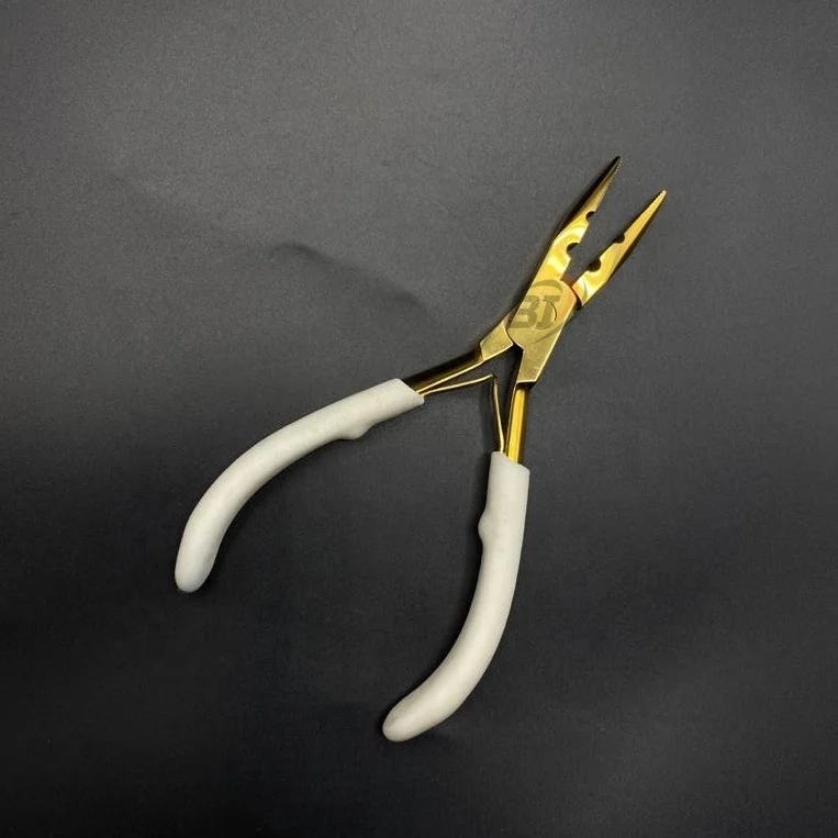 Hair Extension Plier Wholesale White Gold Surgical Grade Stainless Steel Needle Nose Pliers For Hair Extension