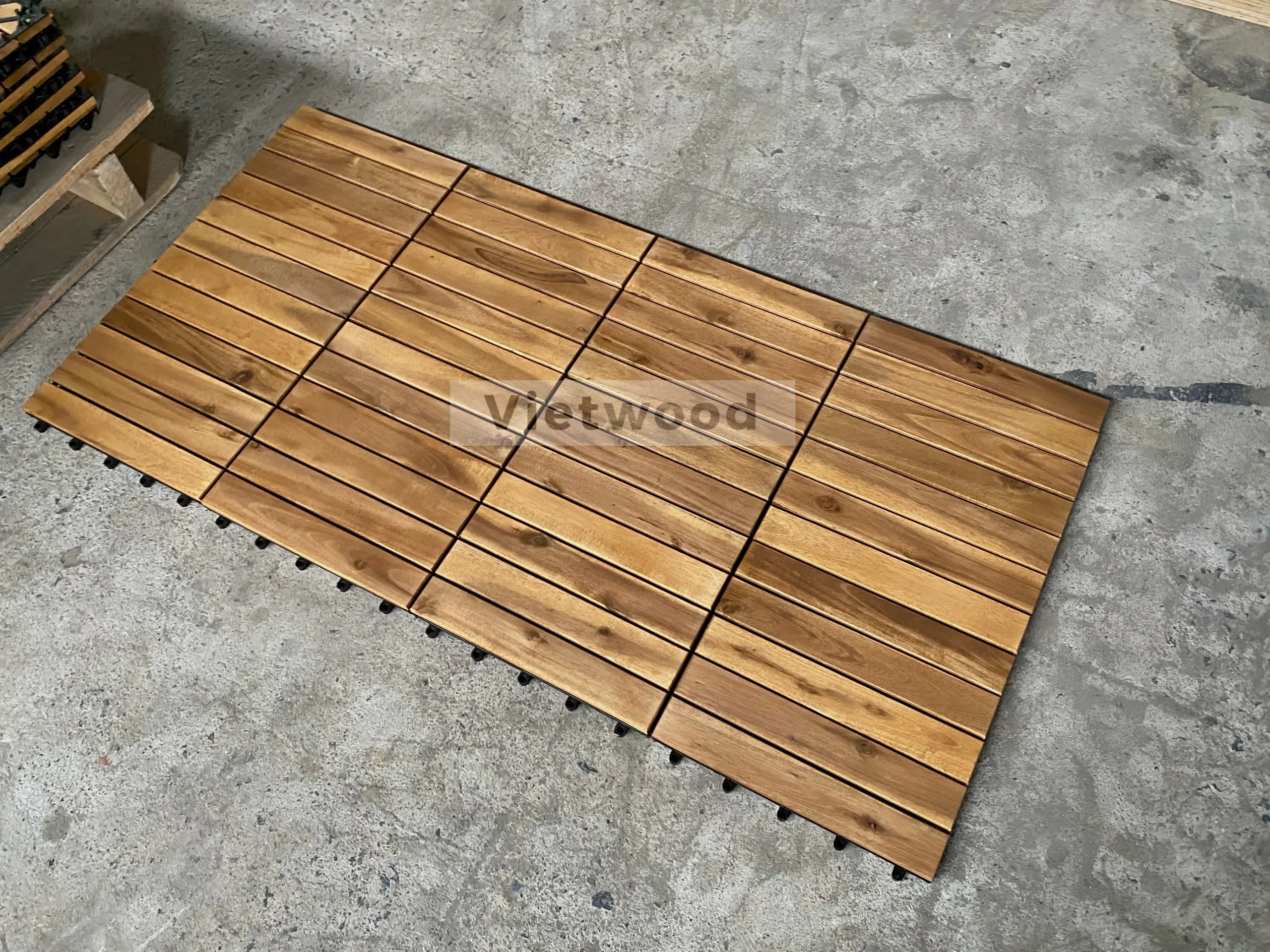 Patio wood flooring acacia wood 6 slats Outside Pavers Wooden Planks for indoor outdoor