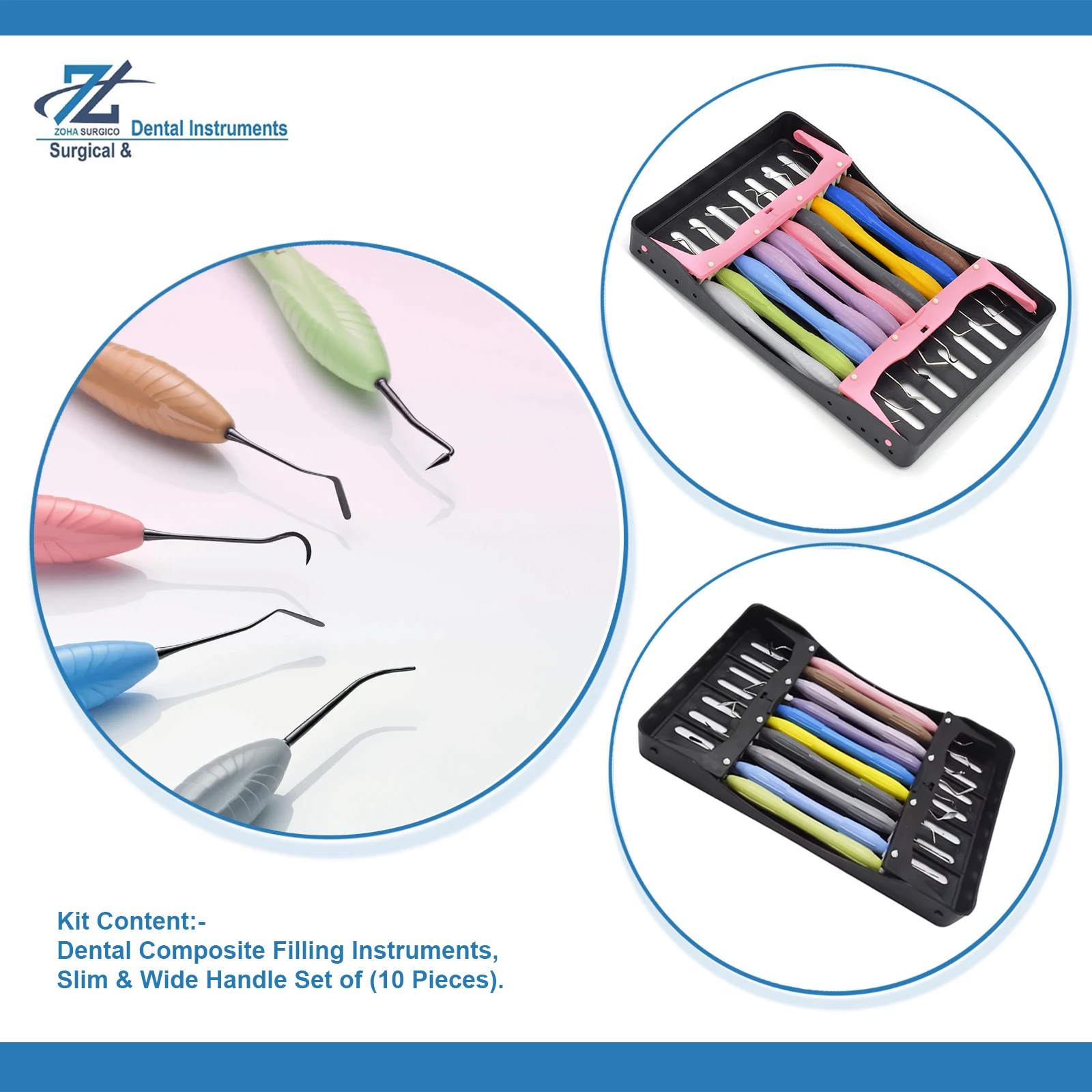 Dental Composite Tooth Filling Instruments Plastic Amalgam Filling 10pcs Set Silicone Handle Dental Spatulas Scaler Kit