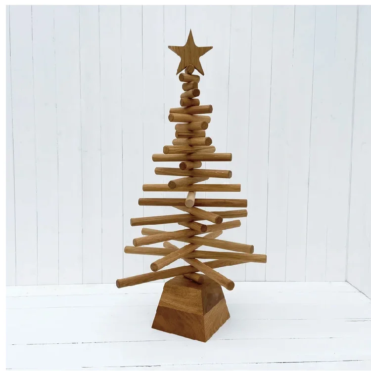 Handmade natural wood oak DIY Christmas Tree indoor