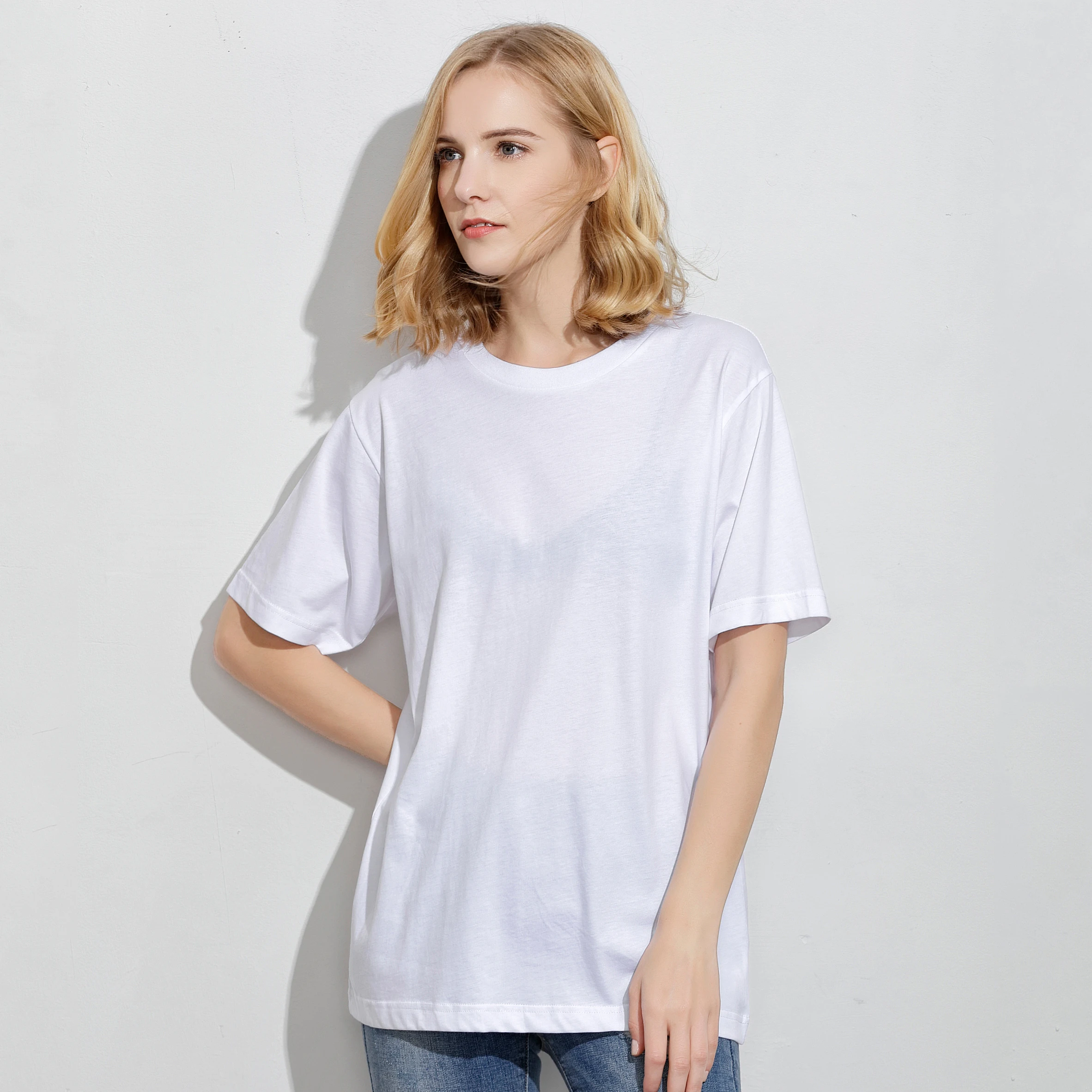Sustainable Fabric Clothing Manufacturers Bamboo Cotton Oversized White Tshirts Custom Screen Print Tshirt Women Unisex