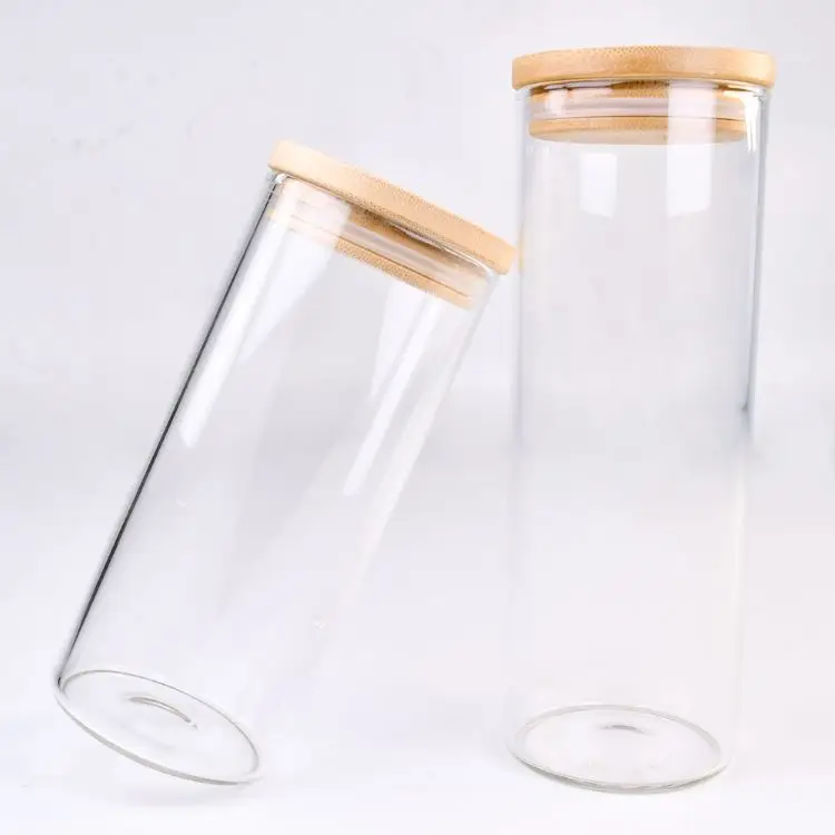 Safe In Microwavable Oven Eco Friendly Food Container Glass Jars  For Kitchen Storage With Bamboo Lids