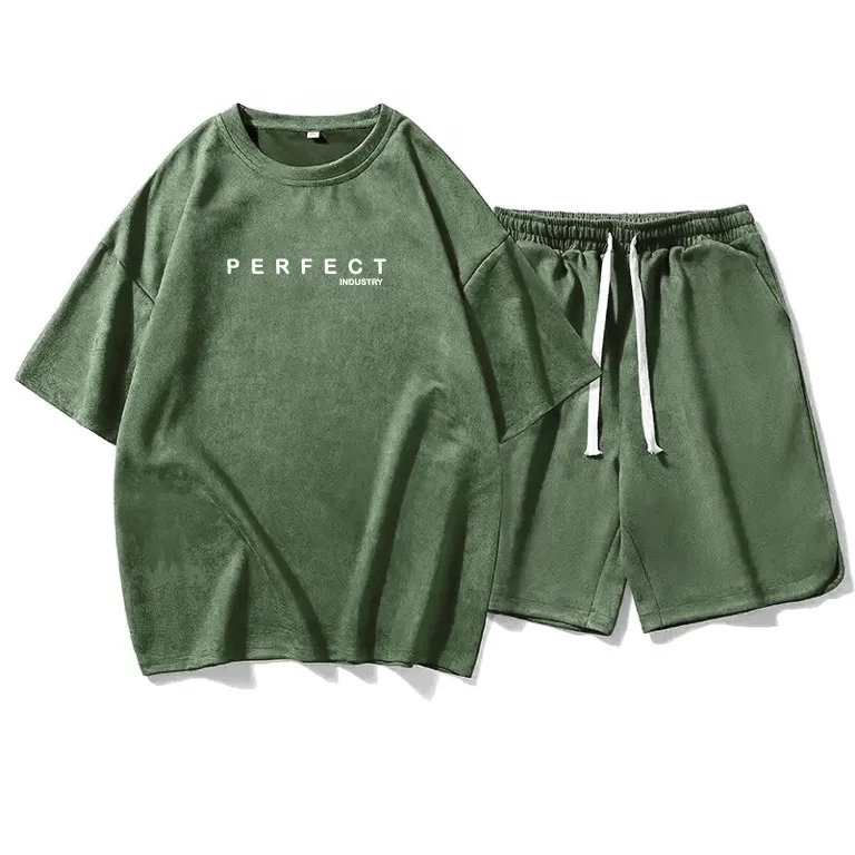 Perfect Top quality T-Shirt & Short Sets Men clothing wear T Shirts+shorts in solid colors With custom logo embroidery logo