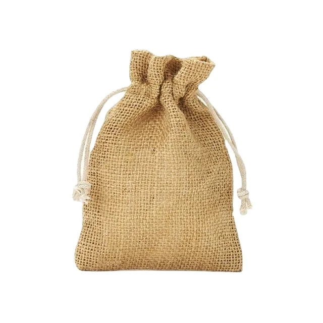 Wholesale Jute Drawstring Bag High Quality Customized Coated Reusable Linen Grocery Large Capacity Shopping Tote Jute Bag