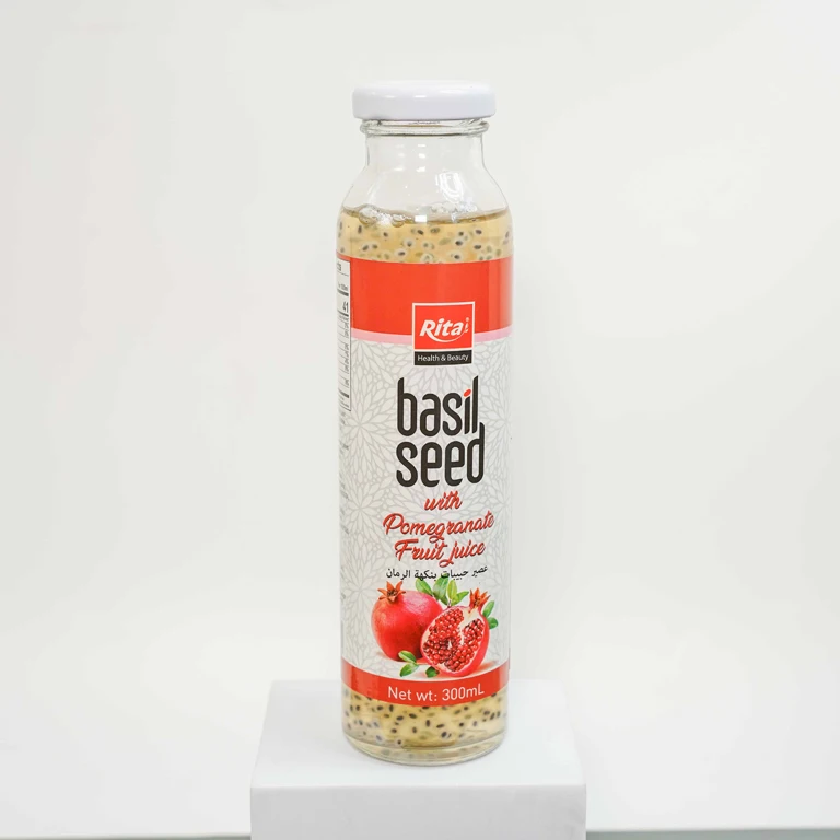 Natural Pomegranate Basil Seed Drink Glass Bottle Exported Customized Tropical Manufacturer Directory No Added sugar