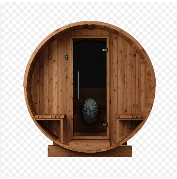 Sauna Barrel With Vestibule 4 Person Bath Steam And Model E7 Ergo-series Sauna Barrel
