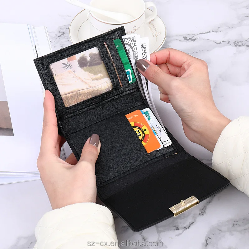 Casual fashionable women girl business leisure short wallet card holder pu leather mini coin purse multicard wallet