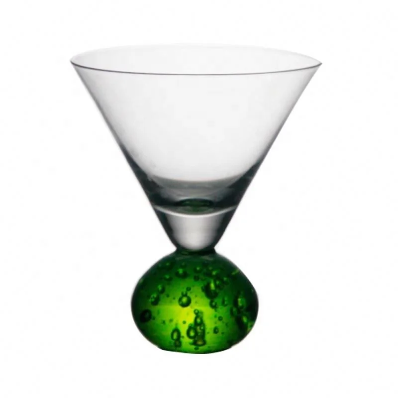 930101 Creative Cocktail Glass Clear Glass Cup Green Ball Bottom Bubble Glass 300ml