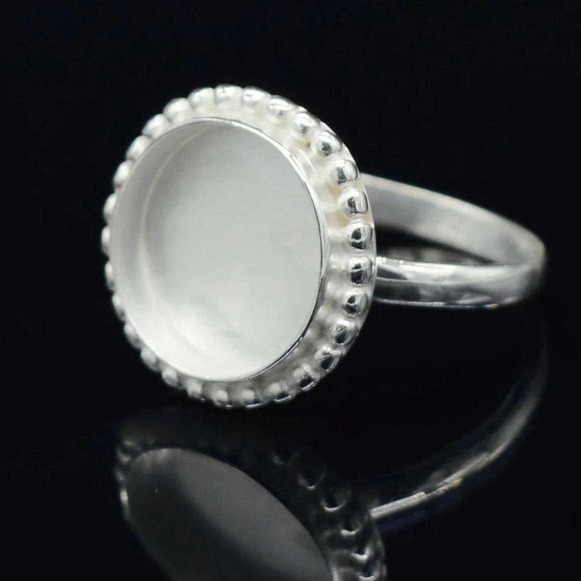 Pure 925 Sterling Silver Designer Round 7-30MM Collet Cup Blank Setting DIY Cup Plain Without Gemstone Finding Jewelry