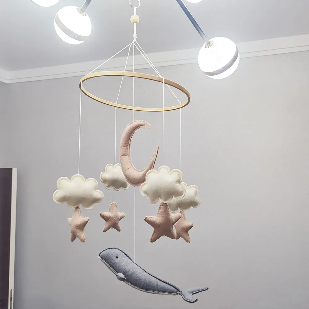 Baby Bed Bell Felt Handmade cot Hanging Toys dinosaur cloud moon  Felt Baby Crib Mobile Felt Mobile Toy