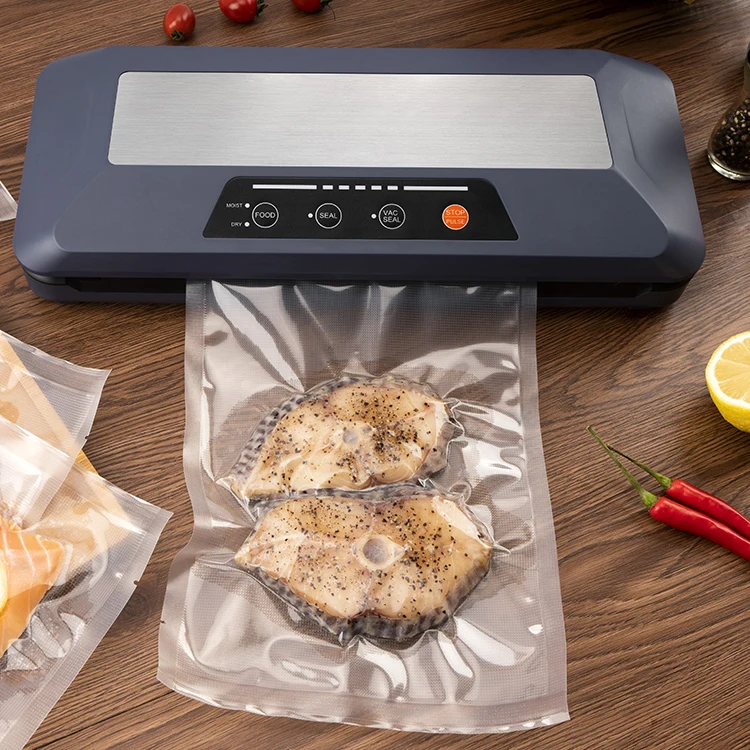 Automatic Vacuum Sealer Machine with Roll Holder Vacuum Sealer Bags for Dry Moist and Jar Food Preservation LED Indicator Lights