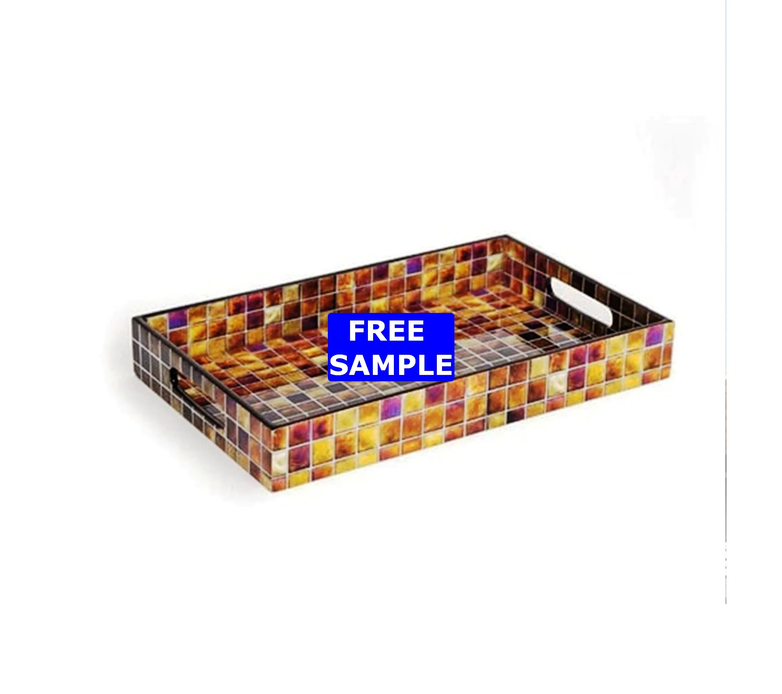 Buy Indian Multicolor MDF Serving Tray Set of 1 at Best Hand crafted wooden Hand painted Decorative serving tray