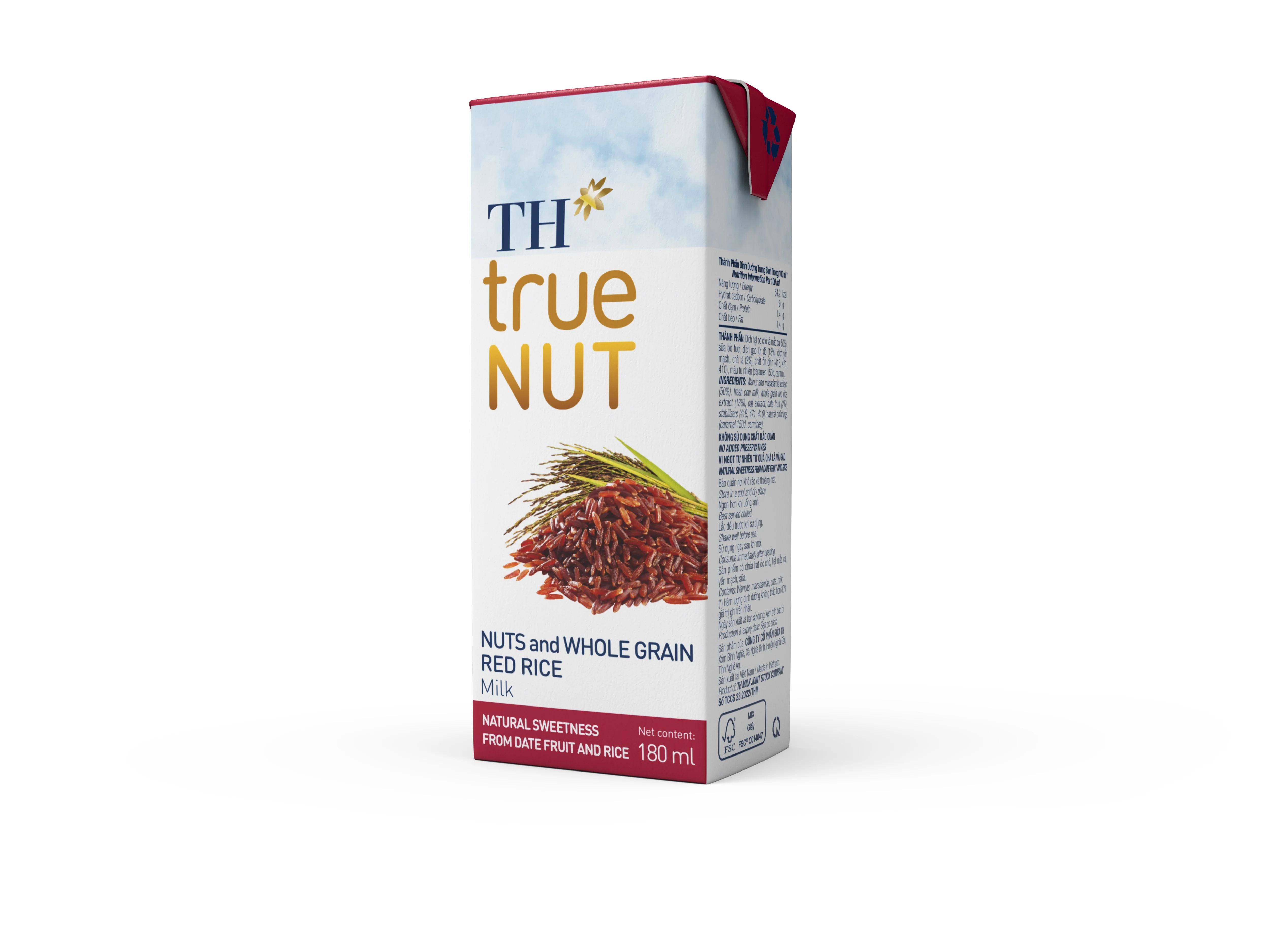 Nuts & Whole Grain Red Rice Milk TH true NUT 180 ml Vegan Drinking Product Sterilized Blended Flavored Milk