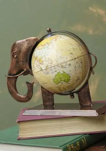 Metal Home Decoration Antique Elephant Desktop and School Desk Art Globe Interior Office Resin India Animal Customized Size