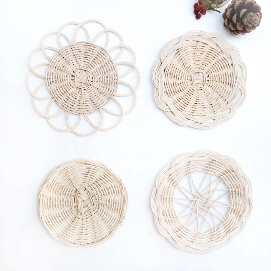 DINING ROOM SETS rattan coaster for drink coffee tea plates cups & saucers set round woven placemat classic furniture gifts