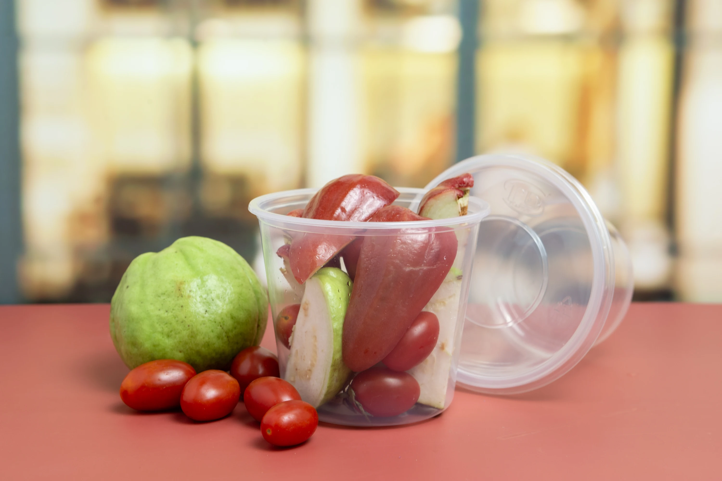 Лидер продаж одноразовая круглая пластиковая коробка для еды/фруктов/салата с крышкой индивидуальным логотипом прозрачный пластик