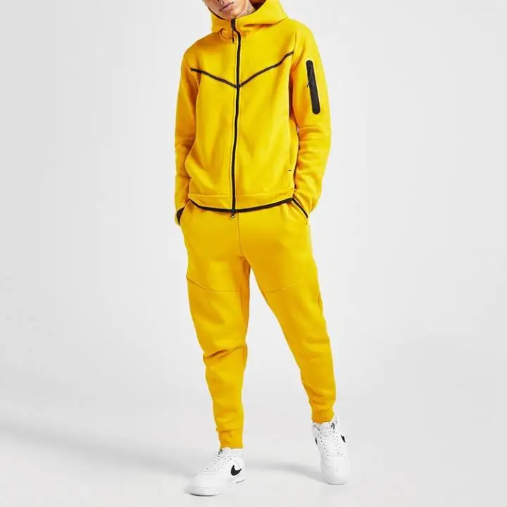 Wholesale OEM Tracksuit Zipper Hooded Jogging Men Jogger Track Suit Wholesale Adult Jogging Suit Cheap Sports Training Tracksuit