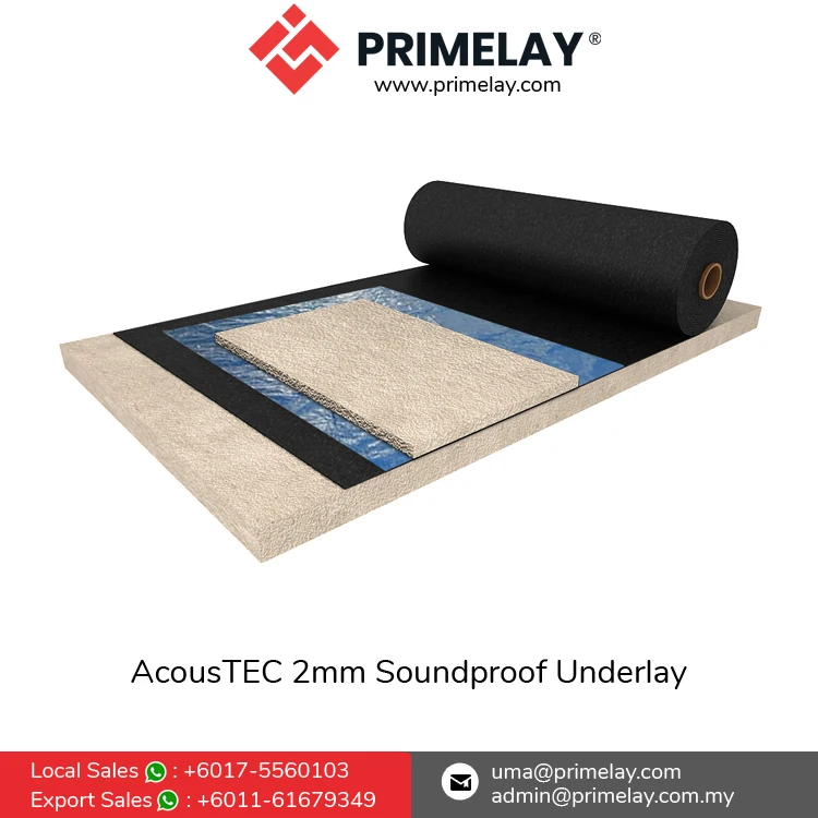 High Density Easy Installation Long Lasting Engineered Wood Flooring Soundproof Underlay | AcousTEC 2mm Rubber Underlay Roll