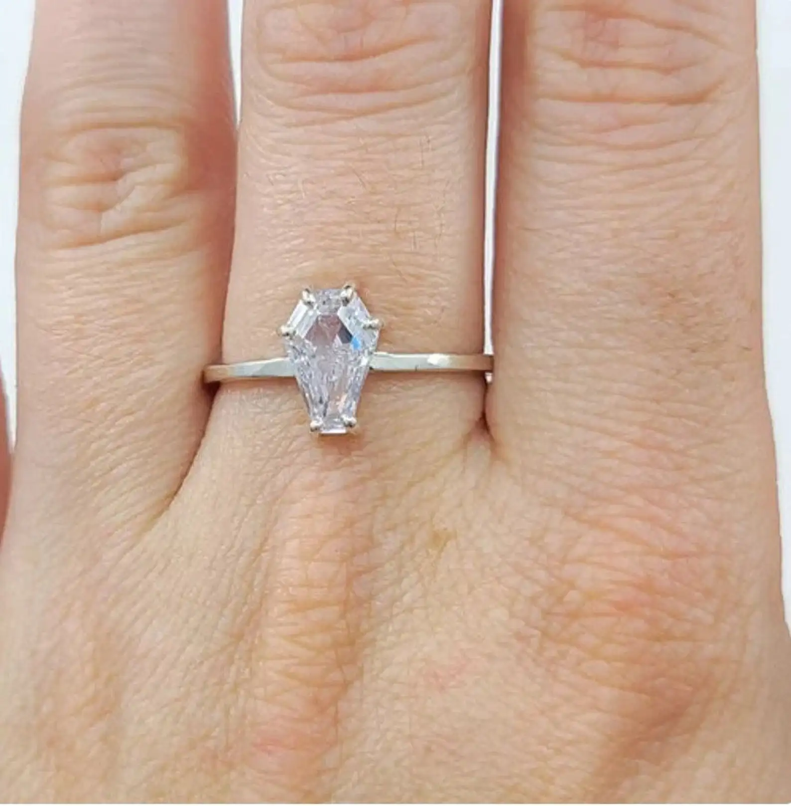 1.50 CT Coffin Cut Moissanite Engagement Ring | Coffin Cut Wedding Ring