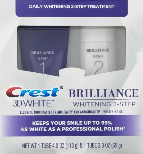 Crest 3D White Brilliance 2 Step Kit, Deep Clean Toothpaste (4oz) + Teeth Whitening Gel (2.3oz)