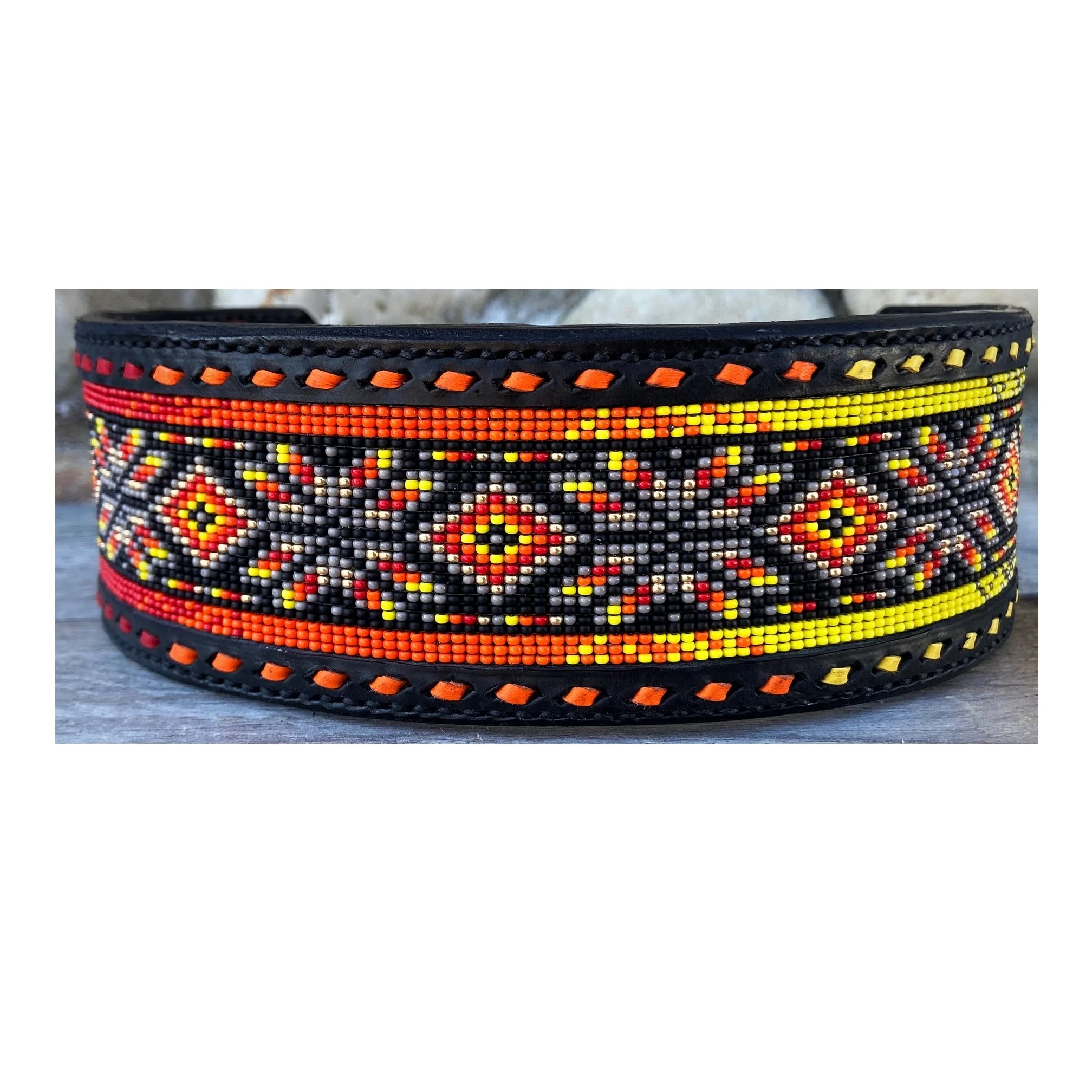 Triple Layer Padded Leather Super Soft & Comfortable Dog Collars With Attached Colored Stones Large Dog Collars