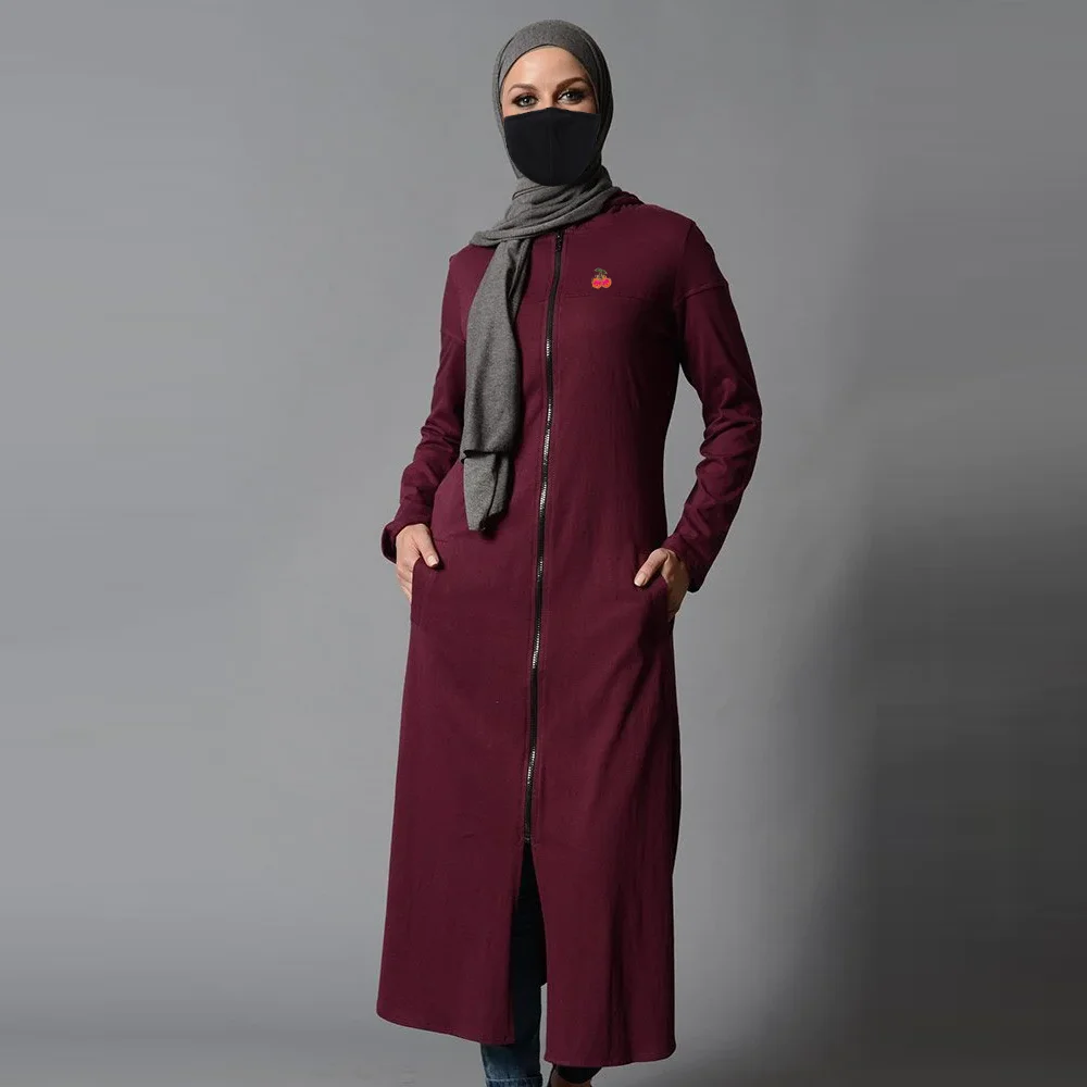 Modest Islamic Long Hoodies Sweatshirts For Womens Winter Custom Blanket Abaya Muslim Dress Ladies Hoodie