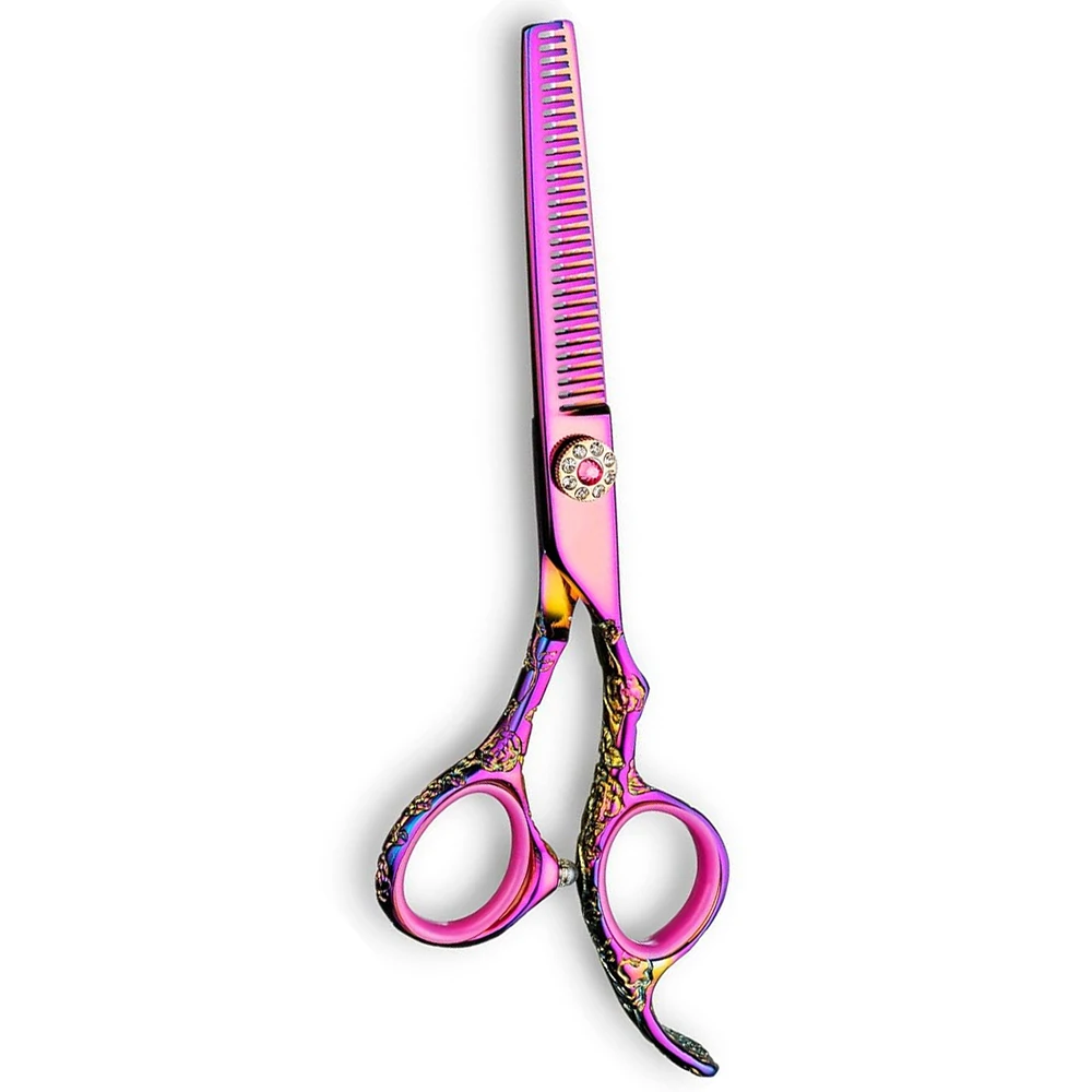 Titanium Color Coated Hair Thinning Scissors With Fix Finger Rest Sharp Edge Barber Thinning Shears For Beauty