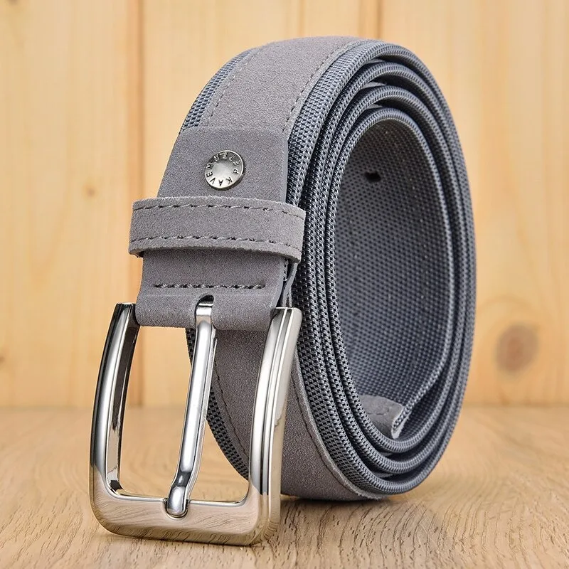 Male suede belt with oxford fabric men For Jeans Genuine Leather Strap Pin Buckle Cummerbunds men