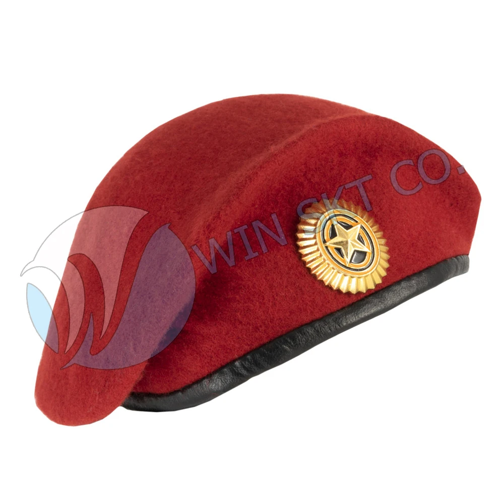 2022 Navy Blue Beret With Insignia Black Mariners Beret With top quality 100% Wool Hats And Caps