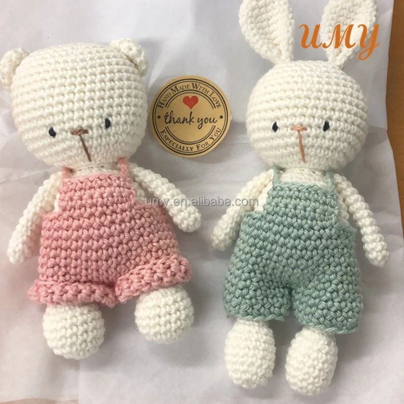 Handmade Manualidades En Custom Amigurumi Soft Crochet Tejido Tricot Cotton Plush Bear Toy Stuffed Animal Baby Doll