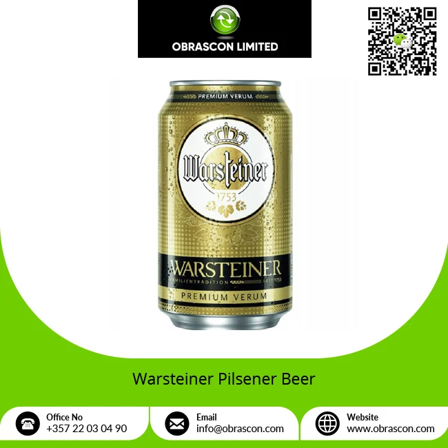 Trusted Supplier Hot Selling Refreshing Clean Taste 4.8% Alcohol Contain German Pilsner Style Warsteiner Beer at Wholesale Price