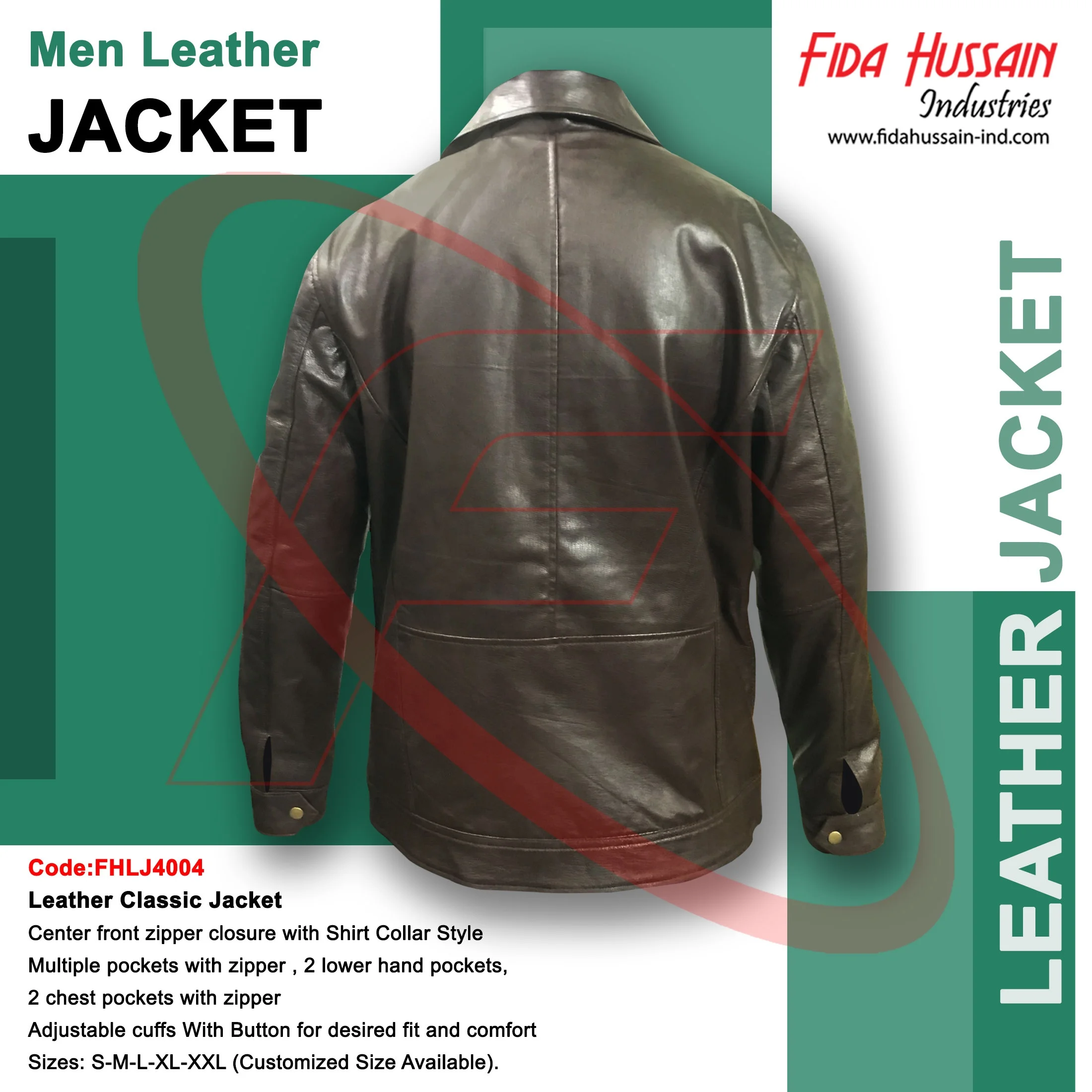 Fida Hussain Industries Brown Leather Men Classic Jacket Men Fashion Style Brown Leather Jacket Real Leather Jacket Collection