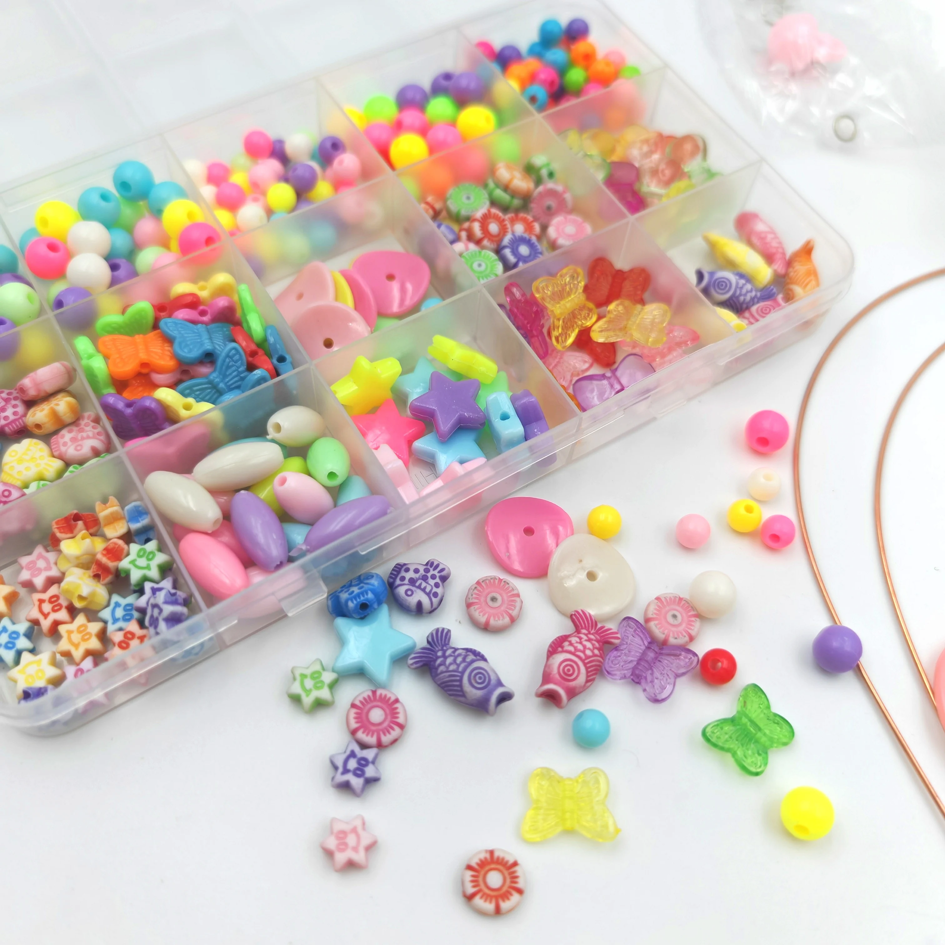 Handmade Bead Colorful Set for Necklace Material case Toys Mixed Pearl Set Acrylic Beads