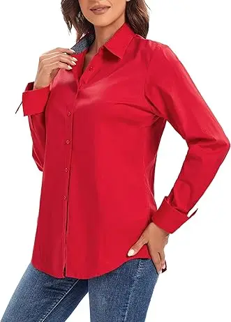 Women Satin Lapel Long Sleeve Office Pullover Solid Color Shirts Customize Design Cheap Price Export From Bangladesh